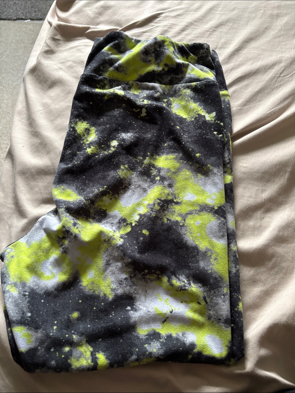 No Boundaries Black and Neon Yellow Tie-Dye Leggings